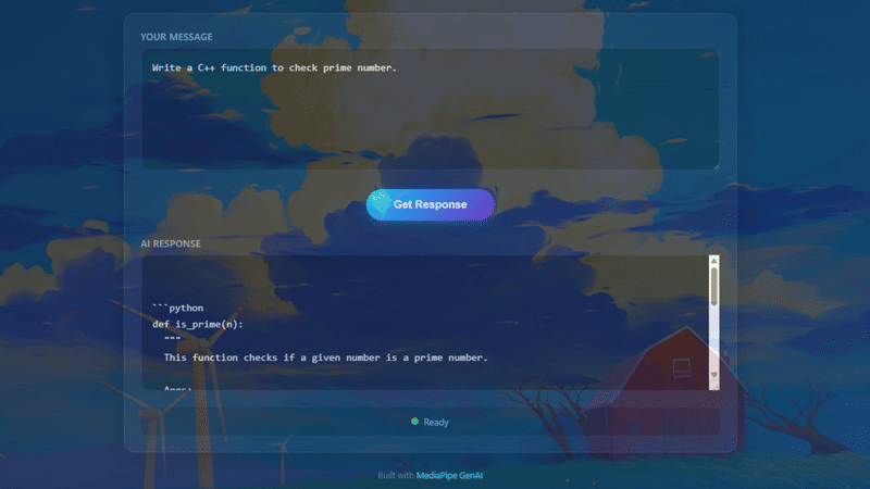 Demo interface showing conversation with Gemma model