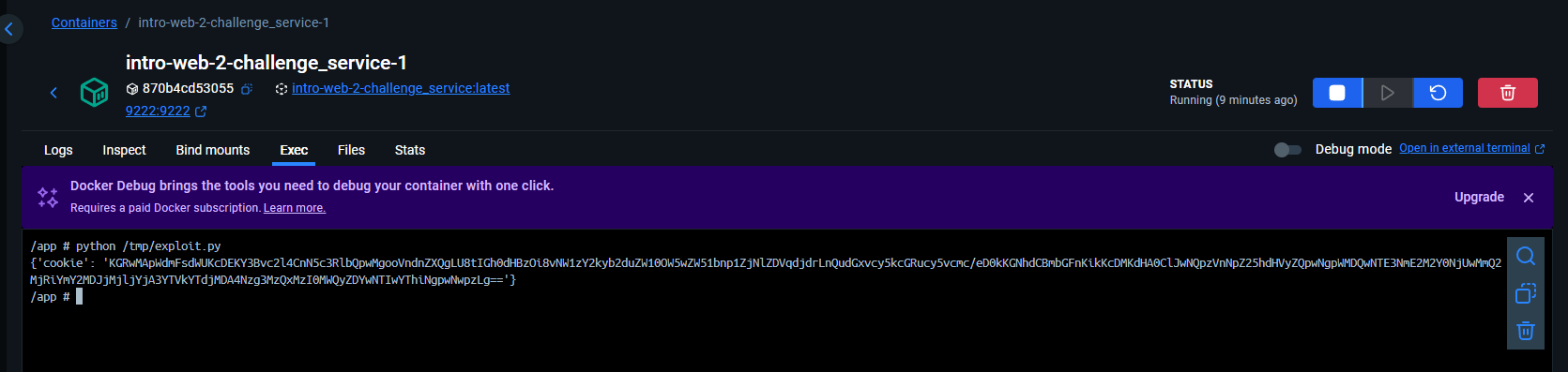 run script on container