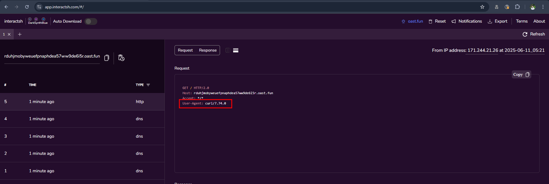 CURL check output