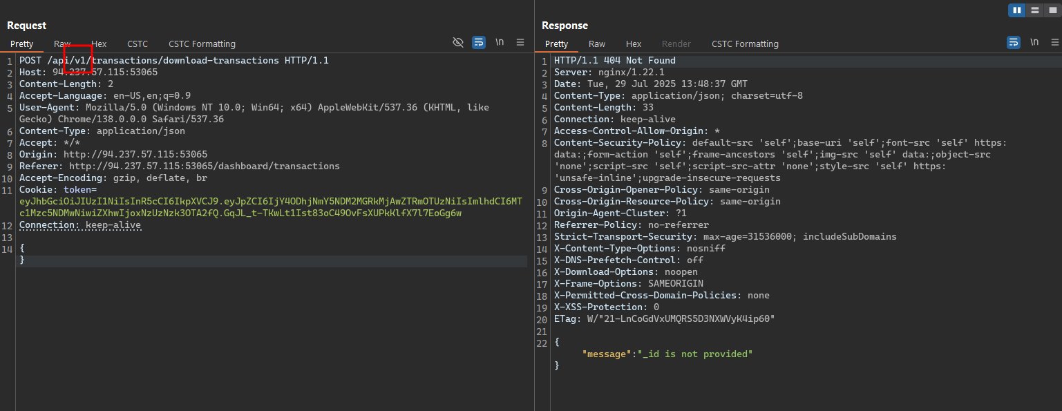 Try to change the API version