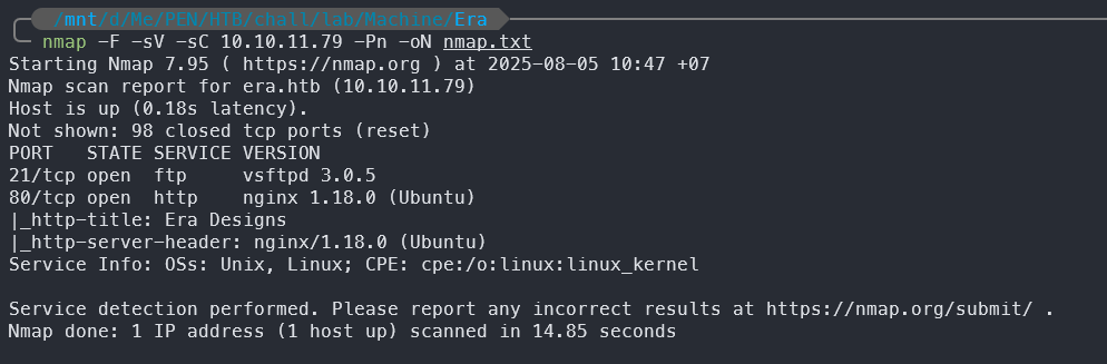 Nmap scan result