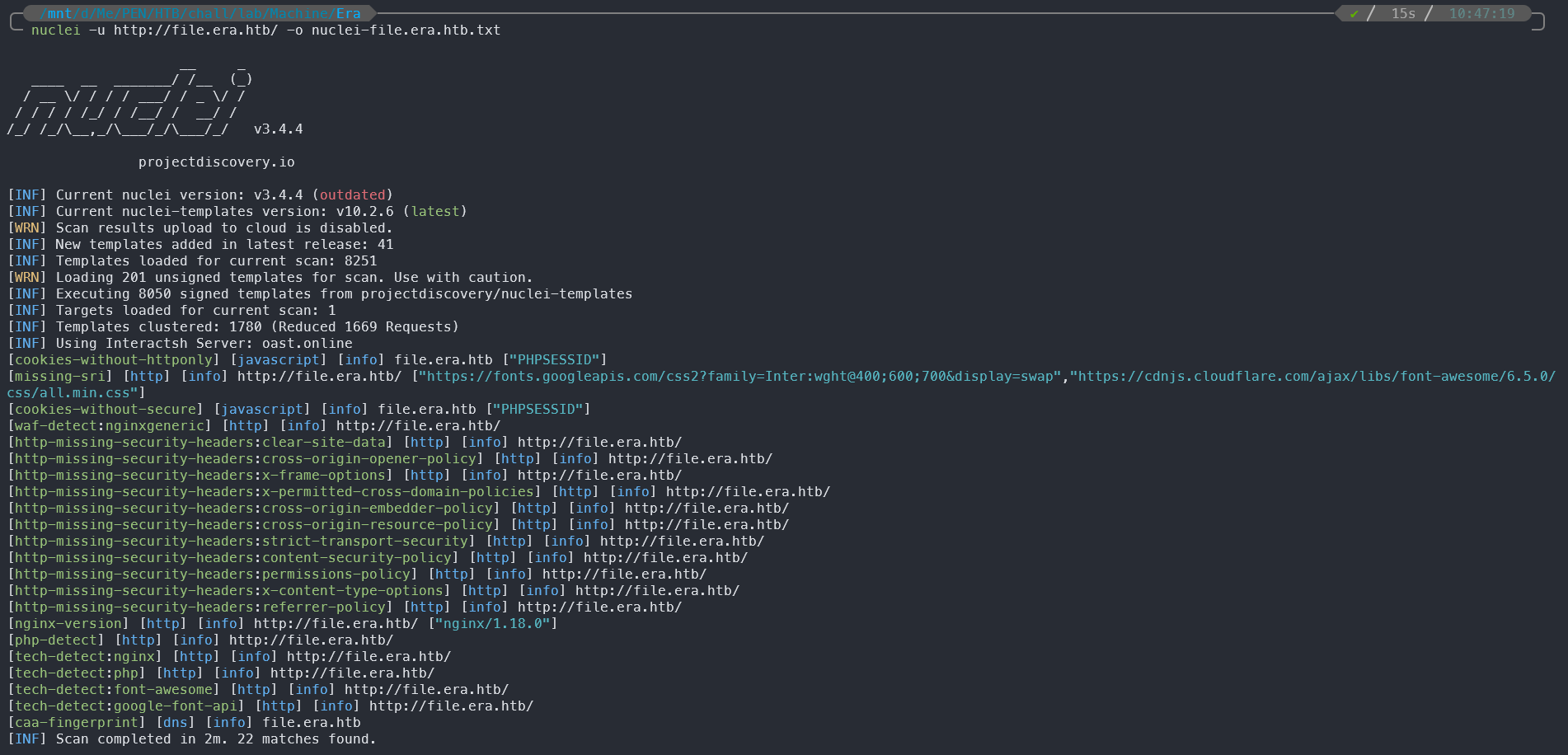 nuclei scan result for new subdomain