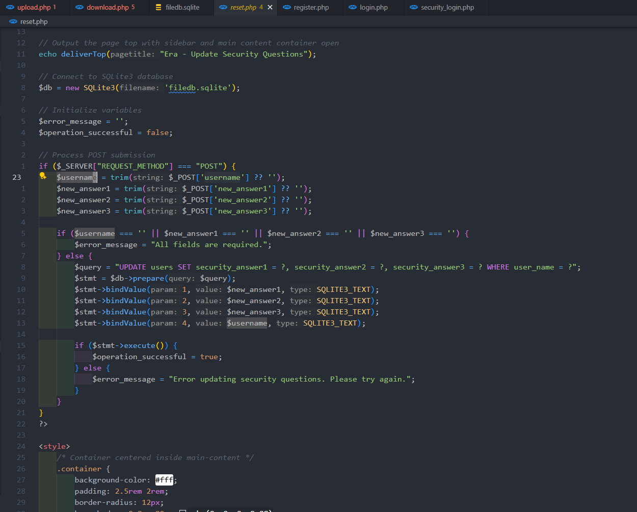 IDOR Update security answers function
